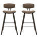 Fox - Bar Height Curved Back Wood Bar Stool With Faux Leather Seat