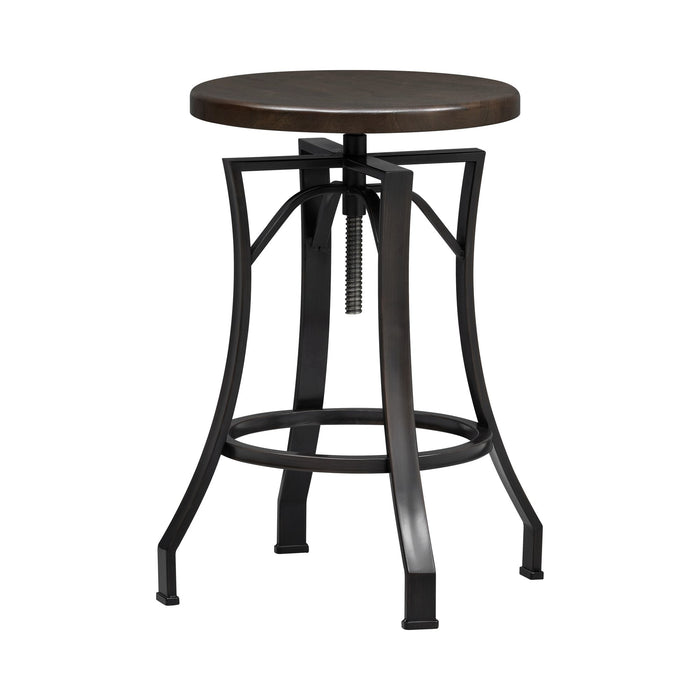 Winslow - Adjustable Height Metal Barstool With Wood Seat - Walnut