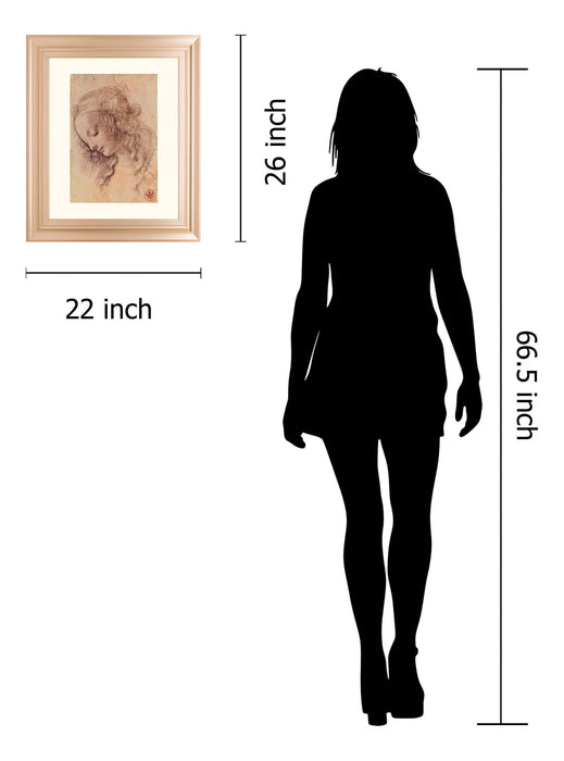 Testa Di Donna Di Profilo By Leonardo Da Vinci - Framed Print Wall Art - Pearl Silver