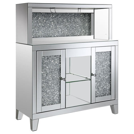 Yvaine - 2-Door Mirrored Wine Cabinet With Faux Crystal Inlay - Silver Sacramento Furniture Store Furniture store in Sacramento