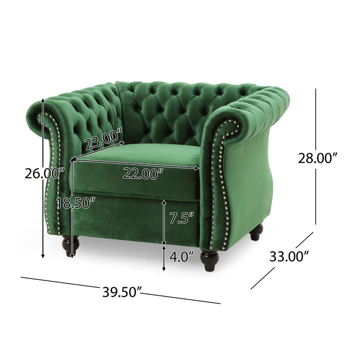 Nexuson - Upholstered Chesterfield Chair With Deep Tufted And Nailhead Trim