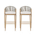 Outdoor Bar Height Metal Frame Counter Stools With Scallop Shaped Backrest & Water Resistant Cushions