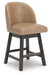 Neymorton - Upholstered Swivel Faux Leather Barstool (Set of 2) - Dark Grayish Brown