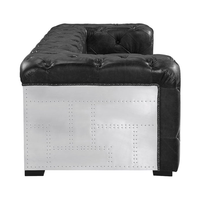 Brancaster - Sofa - Black Top Grain Leather & Aluminum