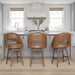 Adrian - 28.5" Mid-Century Modern Swivel Rubberwood Counter Or Bar Height Barstool With Faux Leather Seat - Toffee