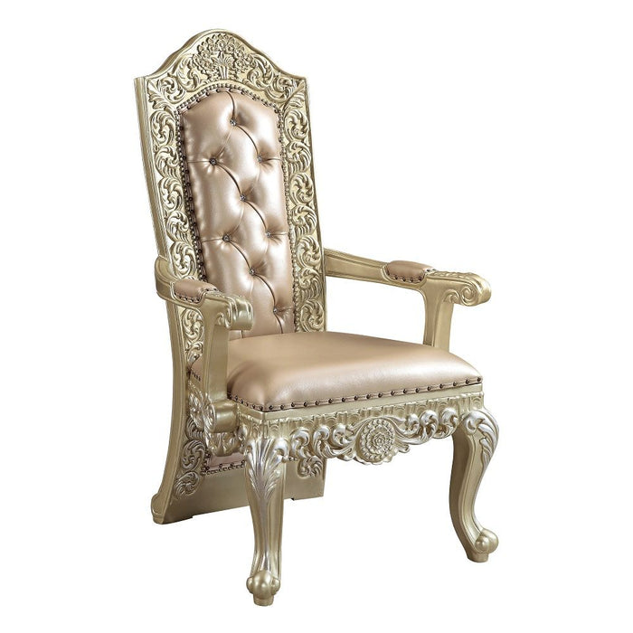 Vatican - Arm Chair Set of 2) - Synthetic Leather & Champagne Silver