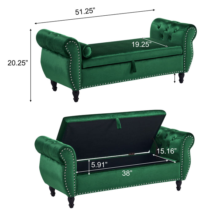 Luxurious Multifunctional Storage Ottoman Bench With Pillow