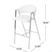 Modern Bar Stools With Low Back And Arms And Durable Metal Frame (Set of 2) - Ivory