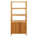 Tall Storage Bookcase Cabinet With 2 Open Shelves & Double Doors, Freestanding Shelving Unit - Natural
