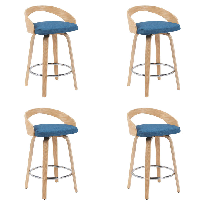 Sonia - Modern Swivel Counter Height Bar Stool - Patterned Oak Wood Finish