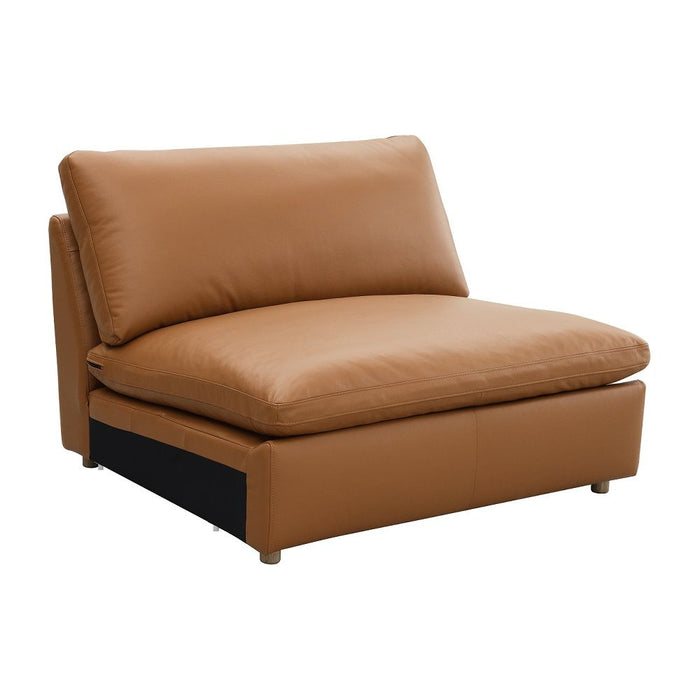 Brighton - Modular Armless Chair - Brown Top Grain Leather