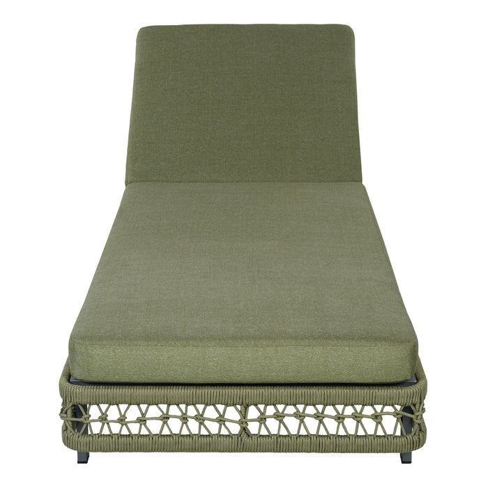 Outdoor Chaise Lounge With Wheels, 5 Position Adjustable Backrest