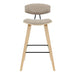Fox - Bar Height Curved Back Wood Bar Stool With Faux Leather Seat