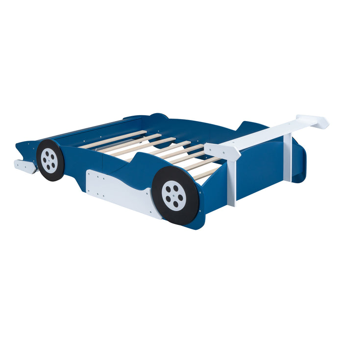 Race Car-Shaped Platform Bed With Wheels