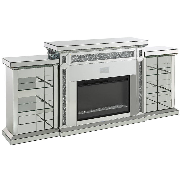 Noralie - Fireplace With LED & Bluetooth - Mirrored & Faux Diamonds