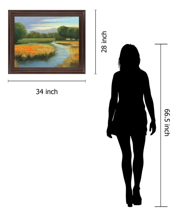 Golden Meadow Stream - 28" x 34" Framed Wall Art