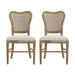Classic Retro Dining Chair (Set of 2) With Rattan Backrest - Dark Brown / Beige