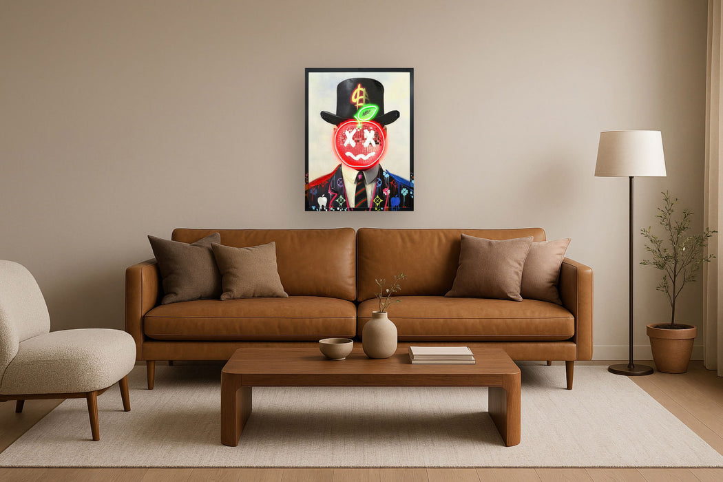 Glowing Dapper Apple - 25" x 33" Framed Wall Art