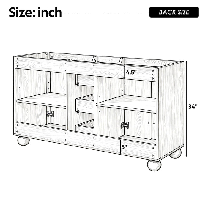 Bathroom Vanity Cabinet Only, 3 Drawers 4 Doors, Soft Close, Adjustable Shelf - Wood