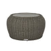 Amira - Outdoor Round Sintered Stone Side Table With Woven Rattan Body And Aluminum Frame - Deep Bronze
