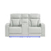 Julian - Power Console Reclining Loveseat, LED & Speaker - Silver