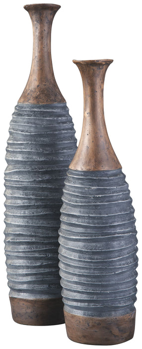 Blayze - Antique Gray / Brown - Vase Set (Set of 2) Sacramento Furniture Store Furniture store in Sacramento
