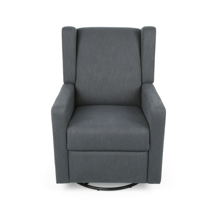 Landau - Contemporary Fabric Upholstered Swivel Recliner - Charcoal