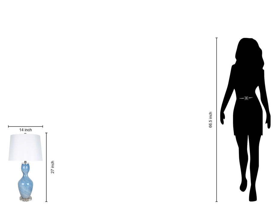 "Azure Elegance" Art Glass Table Lamp (Set of 2) - Blue Art Glass