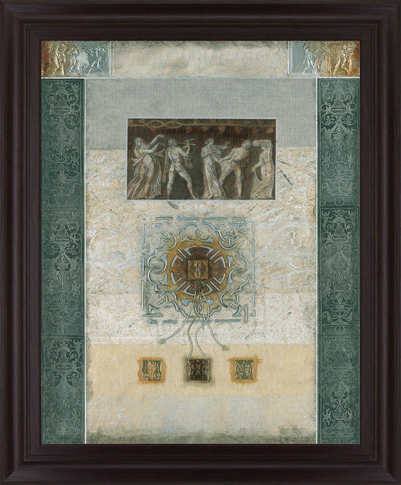 Verdant Fresco Geometry - 28" x 34" Framed Wall Art