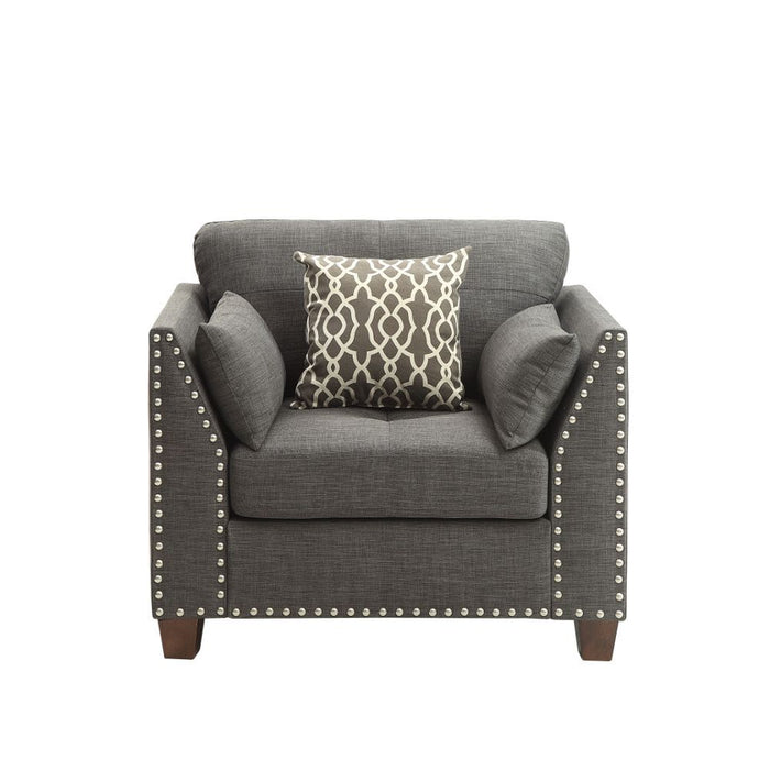 Laurissa - Chair With 3 Pillows - Light Charcoal Linen