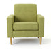 Modern Club Chair, Elegant Fabric With Rubberwood Legs - Green
