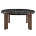 Estella - Round Dining Table With Natural Marble Top - Black Top & Walnut