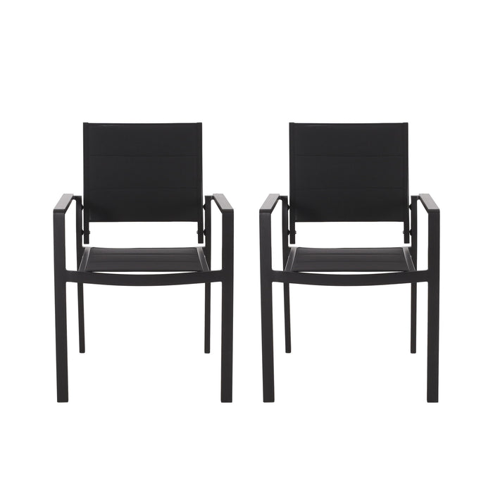 Baird - Outdoor Mesh And Aluminum Dining Chairs - Black