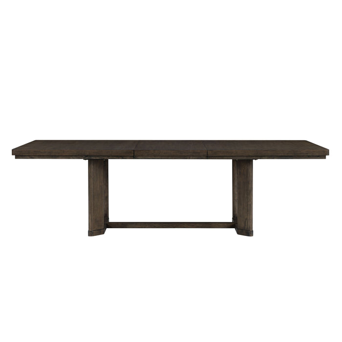 Trestle Dining Table With Leaf - Dark Oak