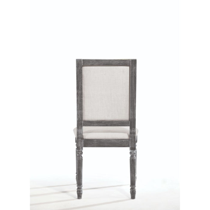 Leventis - Side Chair Set of 2) - Cream Linen & Weathered Gray