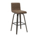 Vienna - 39.5" Swivel Bar Height Square Back Wood Bar Stool With Faux Leather Seat