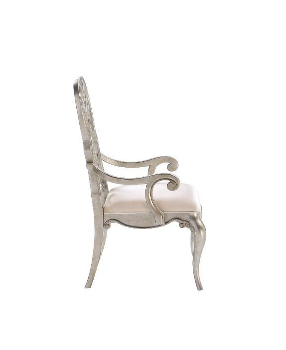 Esteban - Arm Chair Set of 2) - Ivory Velvet & Antique Champagne