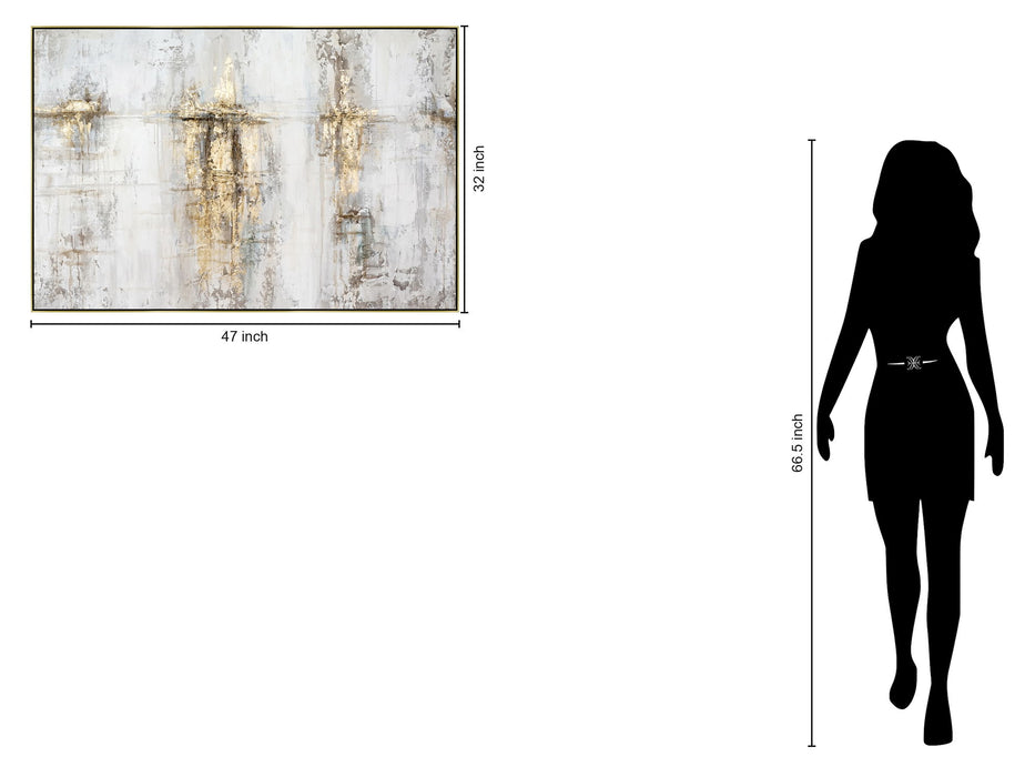 Hand Painted Textured Canvas With Foil In Magic Frame - Pearl Silver