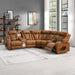 Taddeo - Power Motion Sectional Sofa With Power Headrest, Massage & LED - Two Tone Brown Leatherette