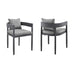 Menorca - Outdoor Patio Dining Chairs In Aluminum With Gray Cushions - (Set Of 2)
