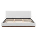 Elegant Boucle Upholstered Bed With Wood Grain Textured Solid Wood Base Frame