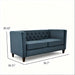 Button Tufted Loveseat, Upholstered 2 Seater With Square Arm For Living Room - Navy Blue