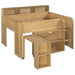 Loft Bed With Built-In Desk, LED Lighting, And Multiple Storage Shelves