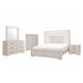 Ciara - King 5 Piece Bedroom Set With LED Lighting, Clean Lines And Upholstered Mirror - Beige