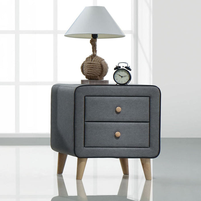 Valda - Nightstand - Light Gray Fabric