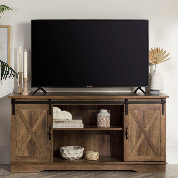 Farmhouse Sliding X Barn Door TV Stand
