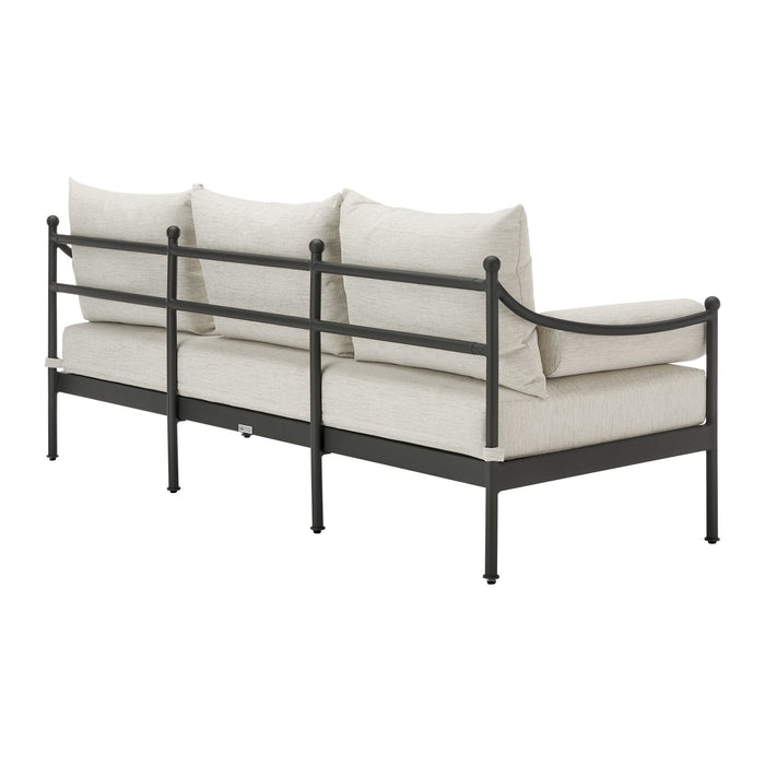 Leni - Outdoor 3 Seat Sofa With Cushions And Powder Coated Aluminum Frame - Moonveil / Warm Gray