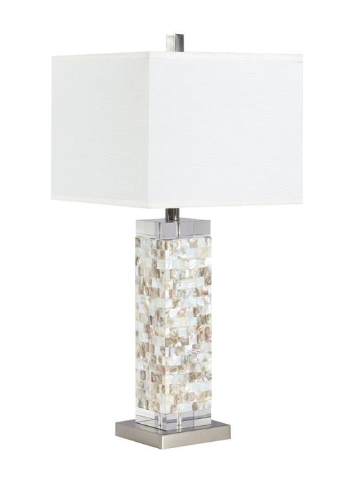 Capiz - Square Shade Table Lamp With Crystal Base - White And Silver Sacramento Furniture Store Furniture store in Sacramento