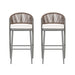 Outdoor Bar Height Metal Frame Counter Stools With Scallop Shaped Backrest & Water Resistant Cushions