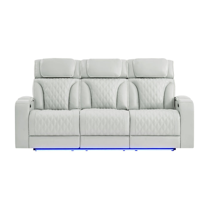 Julian - Power Reclining Sofa With Footrest And LED Lighting - Silver